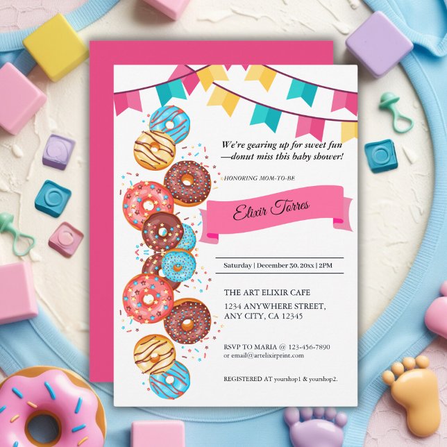 Convite Chuva de Confetes Bebê Donut Moderno Baby Shower (Criador carregado)