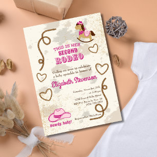 Convite Chuva de Confetes de Chá de Bebê Cowgirl Second Ro