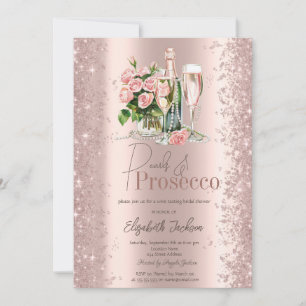 Convite Chuva de Confetes em Rose Gold Prosecco Pérolas pa