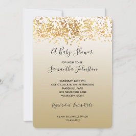 Convite Chuva de Confetes Ombre Dourada Festa de Bebê