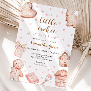 Convite Chuva de Cookies Rosa para Chás de Bebê