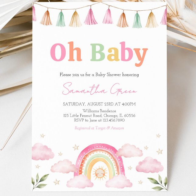 Convite Chuva de Cor Baby Shower (Criador carregado)