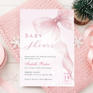 Convite Chuva de Cor-de-Rosa em Aquarela - Chá de Bebê de 