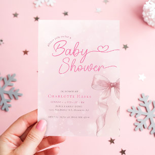 Convite Chuva de Cor-de-Rosa em Aquarela no Chá de Bebê