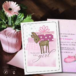 Convite Chuva de Corações Fawn Deer Baby Shower