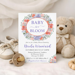 Convite Chuva de Cores: Babá de Laranja e Roxo em Aquarela