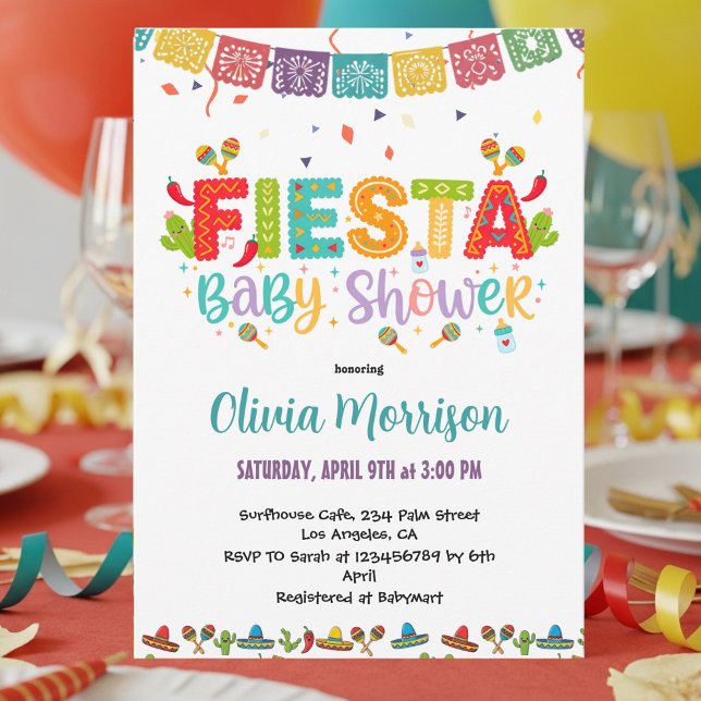Convite Chuva de Cores Baby Shower Fiesta (Criador carregado)
