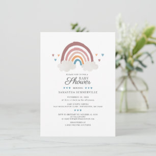 Convite Chuva de Cores Boho Chic para Chá de Bebê em Letra