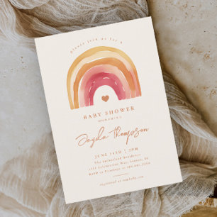 Convite Chuva de Cores Boho Terracota para Chá de Bebê