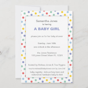 Convite Chuva de Cores com Pontos Baby Shower
