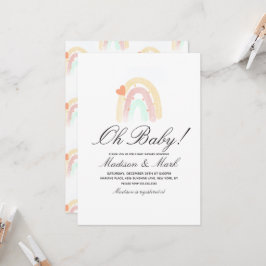 Convite Chuva de Cores Coração Aquarela Baby Shower