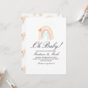 Convite Chuva de Cores Coração Aquarela Baby Shower