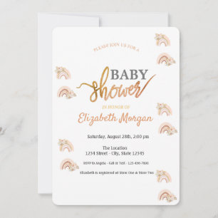 Convite Chuva de Cores em Aquarela Flores Boho Baby Shower