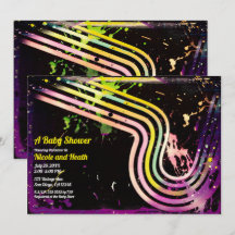 Chuva de Cores Grunge dos Anos 80 Chá de Bebê Retr