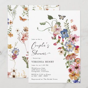 Convite Chuva de Cores para Casais com Flores Silvestres