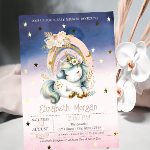 Convite Chuva de Cores Unicórnio Estrelas Ombre Baby Showe