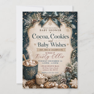 Convite Chuva de Desejos, Cookies e Cacau Chá de Bebê