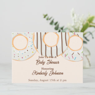 Convite Chuva de Doce Bebê Festa de Donuts Brancos
