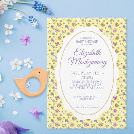 Convite Chuva de Doçura Floral Amarela para Menina
