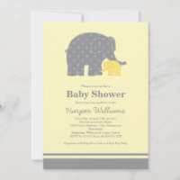 Chuva de Elefante Bebê Mãe Amarelo Pontos Cinza