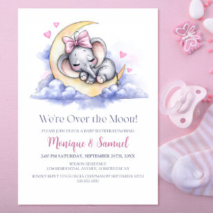 Convite Chuva de Elefante Menina Baby Shower