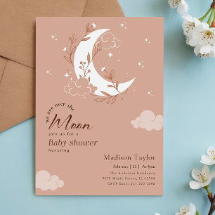 Convite Chuva de Encanto Aquarela: Baby Shower Sob a Lua