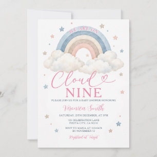 Convite Chuva de Estrelas Arco-Íris Pastel Boho Baby Showe