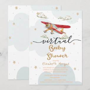 Convite Chuva de Estrelas Avião Chá de Bebê Virtual