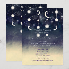 Convite Chuva de Estrelas Celestiais no Banho de Bebê em A