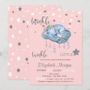 Convite Chuva de Estrelas do Elefante Baby Shower