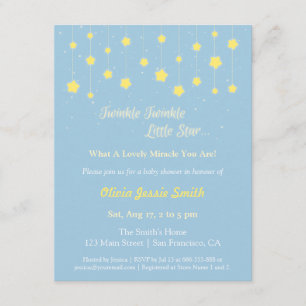 Convite Chuva de Estrelas Elegante Baby Shower