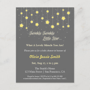 Convite Chuva de Estrelas Elegante Baby Shower