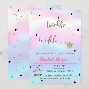 Convite Chuva de Estrelas Holográfica Baby Shower