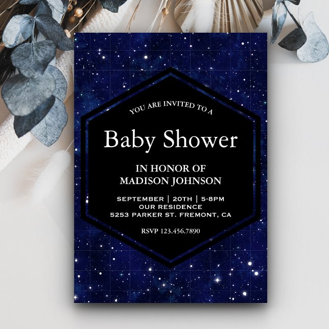 Convite Chuva de Estrelas no Céu Noturno Azul Escuro para  (Criador carregado)