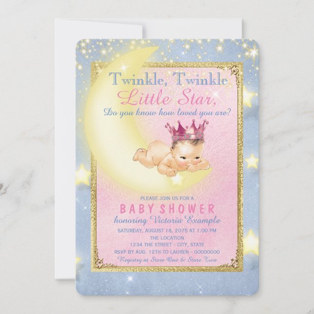 Convite Chuva de Estrelas para Menina (Frente)