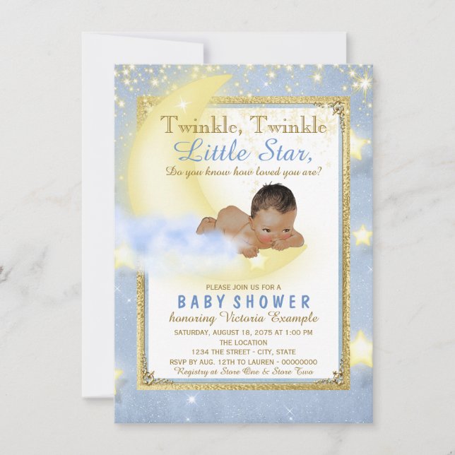 Convite Chuva de Estrelas Pequena Estrela Étnica Chá de Be (Frente)