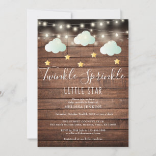 Convite Chuva de Estrelas Rústicas para Chás de Bebê