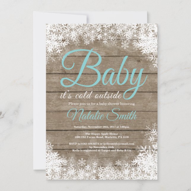 Convite Chuva de Fagulhas de Inverno, Baby Shower (Frente)