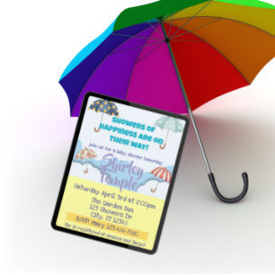 Convite Chuva de Felicidade Guarda-Chuva Baby Shower