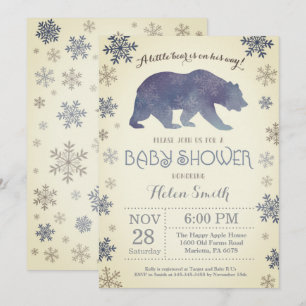 Convite Chuva de Floco de Neve no Banho do Ursinho Polar