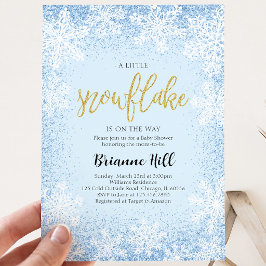 Convite Chuva de Flocos de Neve Azul Baby Shower