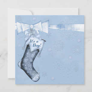 Convite Chuva de Flocos de Neve Azul Branco de Inverno par