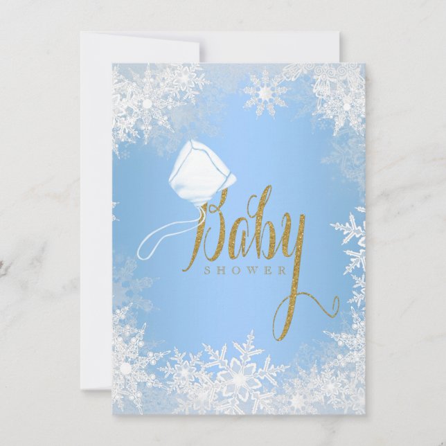 Convite Chuva de Flocos de Neve Baby Shower (Frente)
