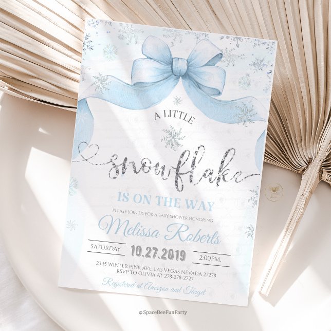 Convite Chuva de flocos de neve baby shower  (snowflake baby shower, winter baby shower, baby shower bow, winter baby shower decor, snowflake baby)