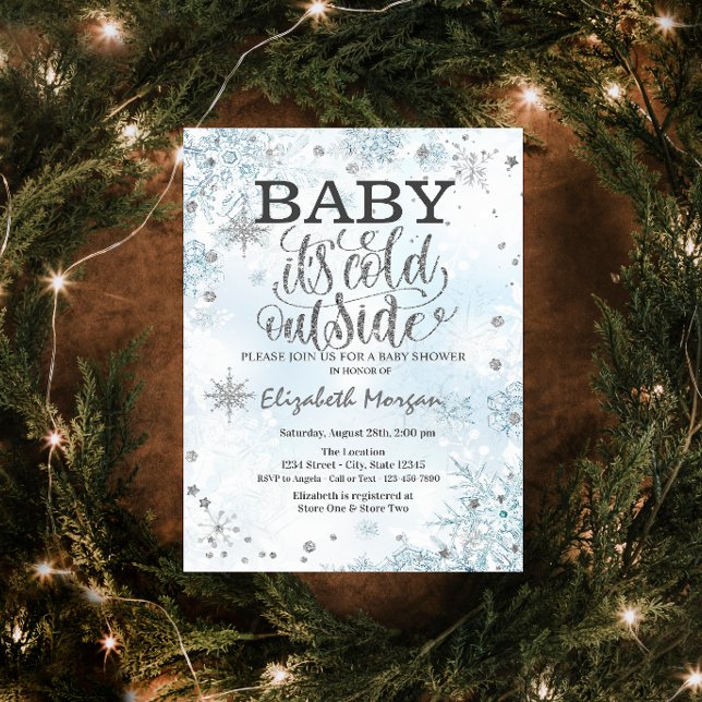 Convite Chuva de Flocos de Neve Baby Shower (Criador carregado)