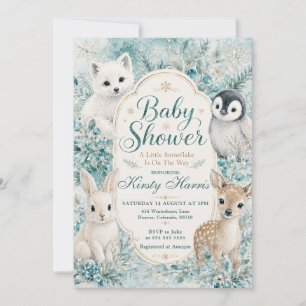Convite Chuva de Flocos de Neve Baby Shower de Inverno