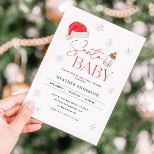 Convite Chuva de flocos de neve Bebê Papai Noel Natal Chuv