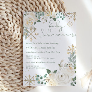 Convite Chuva de Flocos de Neve de Natal Baby Shower sem G
