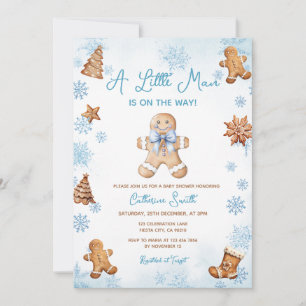 Convite Chuva de Flocos de Neve de Natal Gingerbread Baby