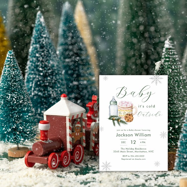Convite Chuva de Flocos de Neve Neutra em Gênero para Chás (Gender Neutral Snowflake Winter Baby Shower Invitation)